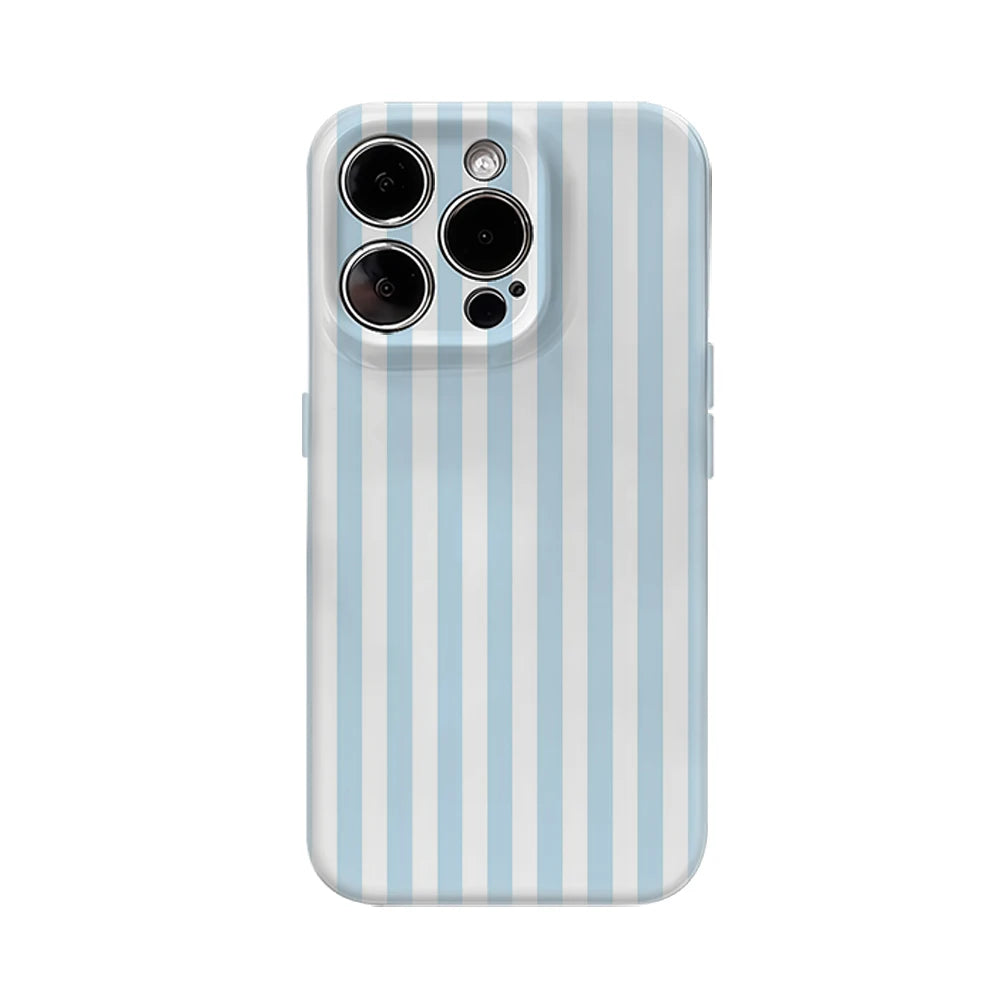 Light Blue White Vertical Stripes Phone Case for IPhone