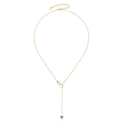 Anziw 925 Silver Infinity Necklace for Women 6.5mm D Color Moisasnite Pendant Y Shape Necklaces Anniversary Wedding Jewelry Gift