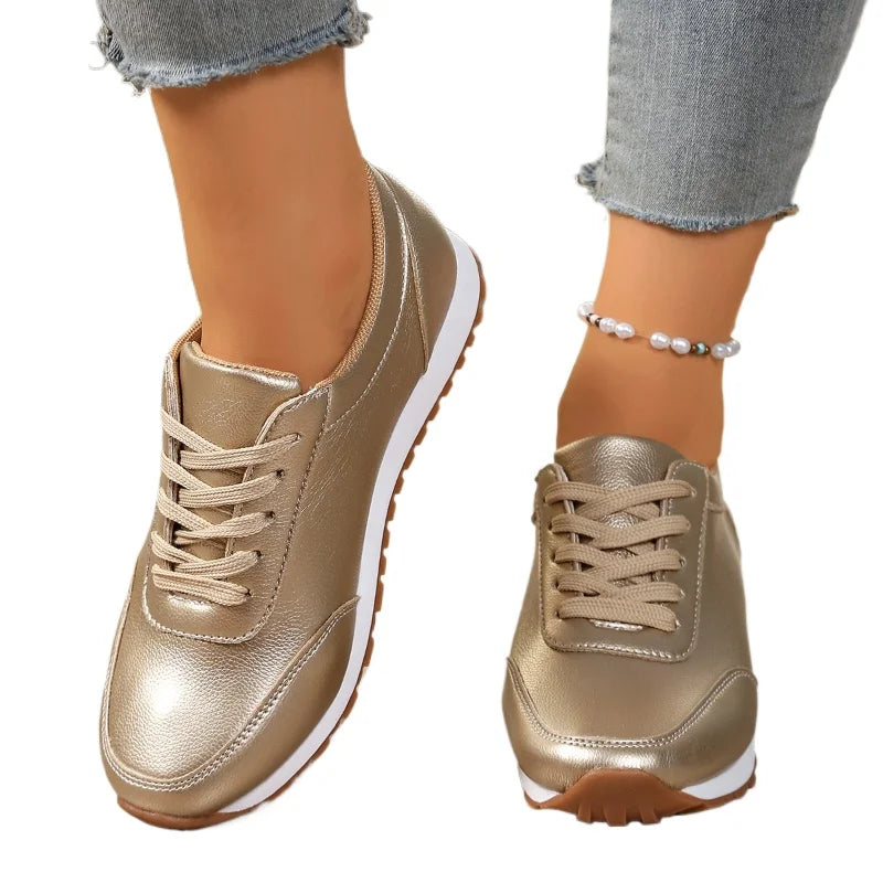 Fashion Women's Sneakers Golden Silver Luxury Girls Walking Shoes Spring/autumn Casual Comfortable Flat Vulcanized Shoes
