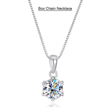1ct D VVS1 Moissanite Pendant Necklace for Women Wedding Bridal 100% S925 Sterling Silver Necklace Plated 18K Anniversary Gift