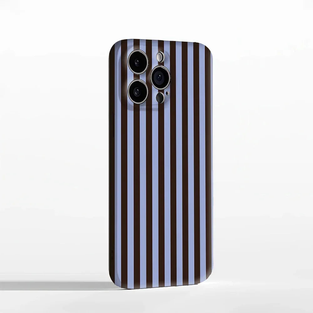 Contrasting Brown Blue Stripes Phone Case for iPhone