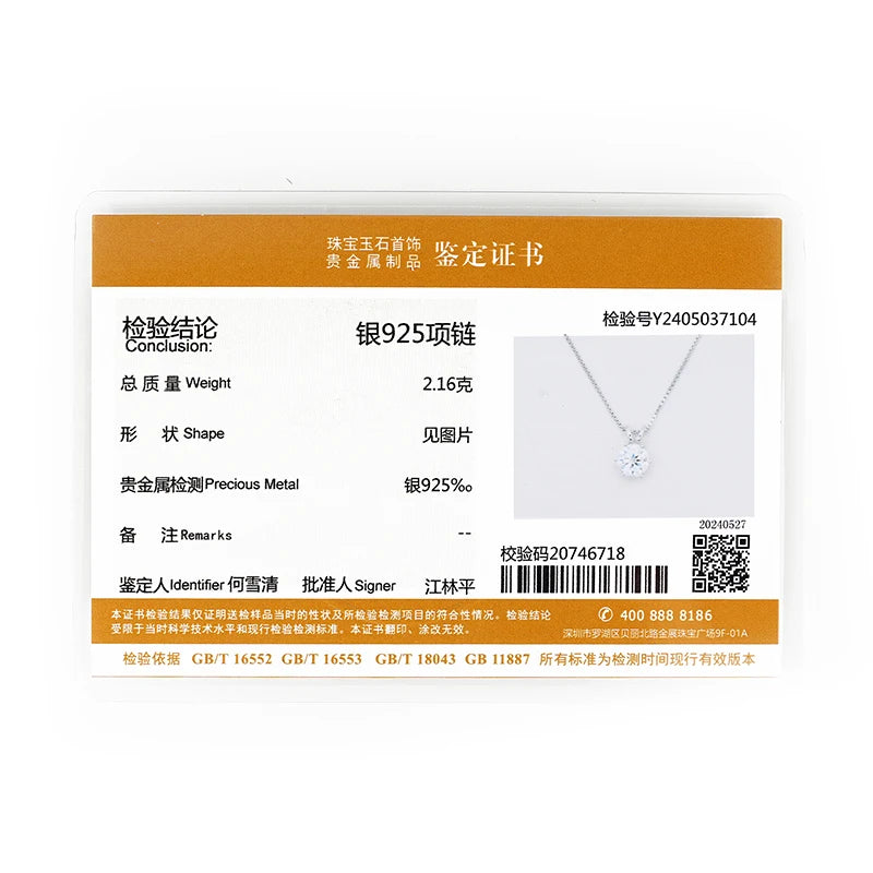 5-11mm 4CT 5CT D-E Moissanite Solitaire Pendant Necklace For Women Real 925 Silver Original Jewelry With GRA Certificate 0.5-3CT