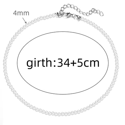 Trend 4-8mm White Pearl Chokers Necklace Clavicle Chain For Women Classic Elegant Wedding Neck Jewelry Love Pendant Gift