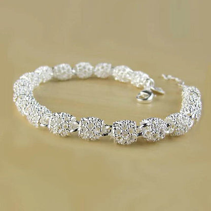 925 Sterling Silver Bracelet Zirconia Geometric Chain Linked For Women Charm Bangle Fashion Lucky Jewelry Gift Christmas - Imbasat