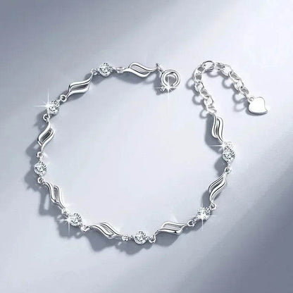 925 Sterling Silver Bracelet Pearls Knots Bracelet for Women Fashion Heart Pearls Irregular Bracelet Luxury Party Jewelry Gift - Imbasat