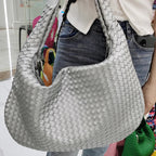 Trendy Woven Hobo Bag for Women Vegan Leather Handmade Tote Handbag Fashion Large Capacity All-Match Shoulder Underarm Bags