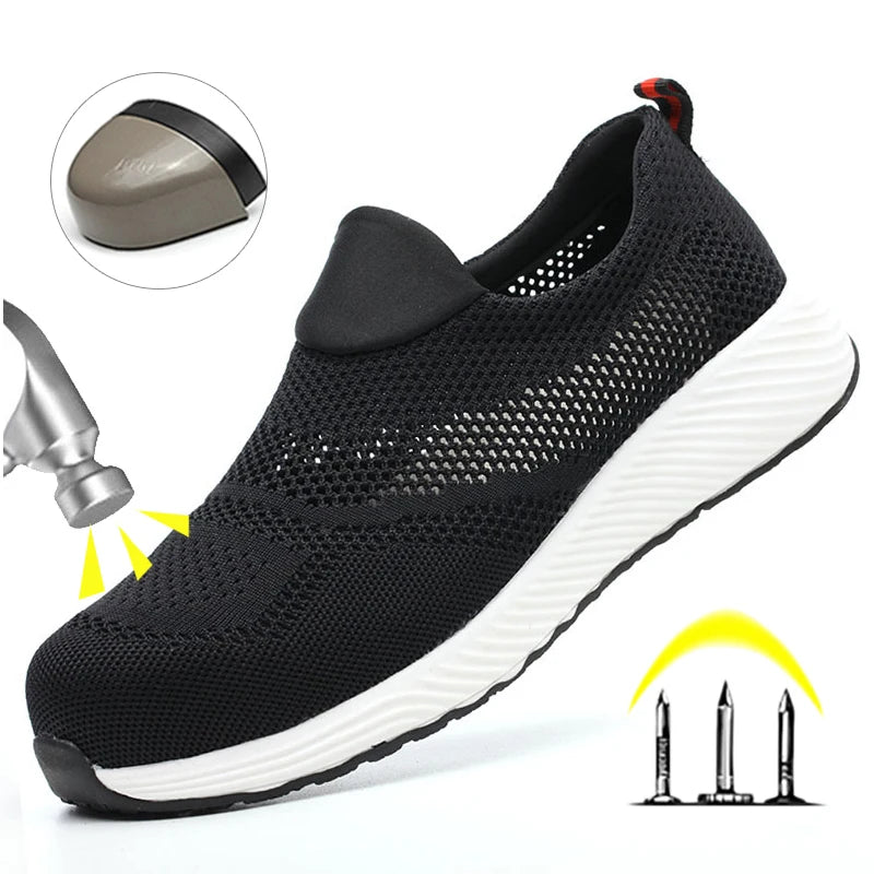 Mesh Lightweight Work Sneakers Steel Toe Men Women Work Safety Shoes Breathable