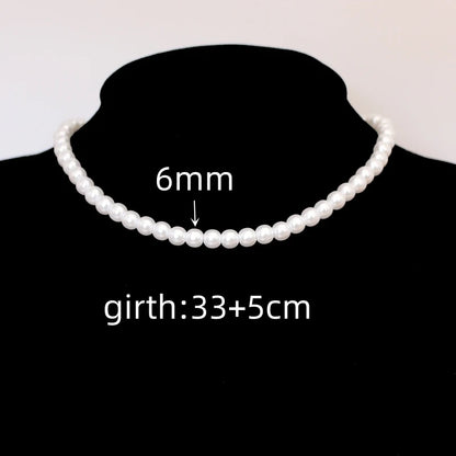 Trend 4-8mm White Pearl Chokers Necklace Clavicle Chain For Women Classic Elegant Wedding Neck Jewelry Love Pendant Gift