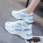 Women Platform Flat Shoes 2024 New Woman Green Casual Mesh Breathable Shoes Chunky Sneakers Women's Daily Running Shoes
