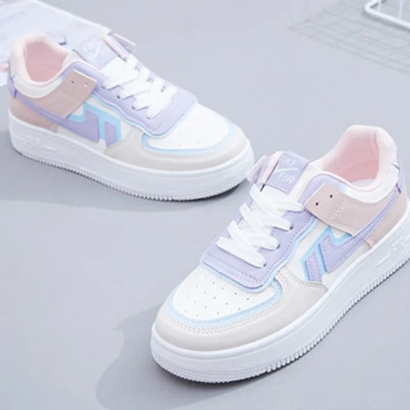 Lace-up Flat Casual Shoes Comfortable Thick-soled Round-toe Breathable