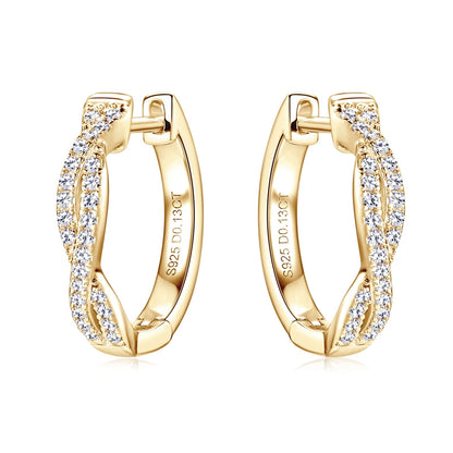 Anziw Infinity Eternity Earrings 925 Sterling Silver 1mm Moissanite Twisted Hoop Earrings for Women 2024 Jewelry New Trendy Gift