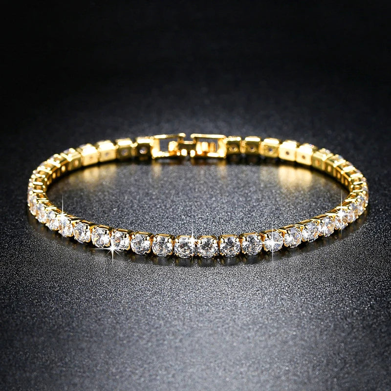 Anziw 3mm D Color VVS1 Moissanite Bracelet Original Certified 925 Silver Tennis Bracelets 18k Gold Plated for Women Man Jewelry