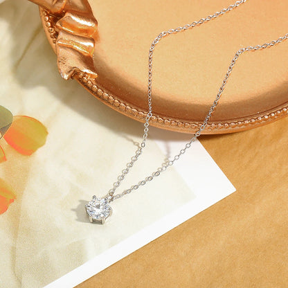 1ct D VVS1 Moissanite Pendant Necklace for Women Wedding Bridal 100% S925 Sterling Silver Necklace Plated 18K Anniversary Gift