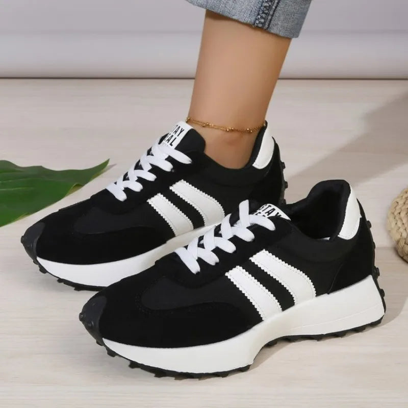 Women's Fashion Chunky Thick Sole Hidden Heel Daddy Sneakers Versatile Lace Up Casual Sports Walking Shoes For Daily Wear