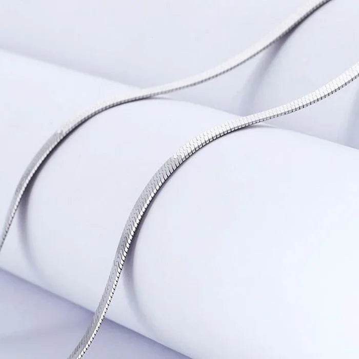 Luxury 925 Silver 4MM chain Necklace for Women Luxury Couple Fine Jewelry Blade Chain wedding gift choker Clavicle - Imbasat