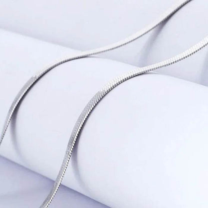 Luxury 925 Silver 4MM chain Necklace for Women Luxury Couple Fine Jewelry Blade Chain wedding gift choker Clavicle - Imbasat