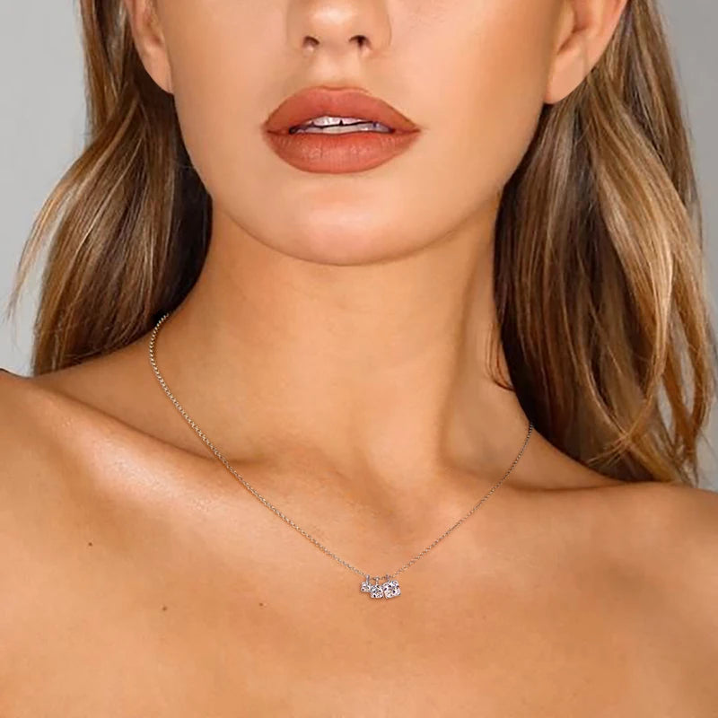 2024 New D0.90CT 3 Stones Pendant Necklace 925 Sterling Silver for Women D Color Round Moissanite Necklace Trend Fine Jewelry