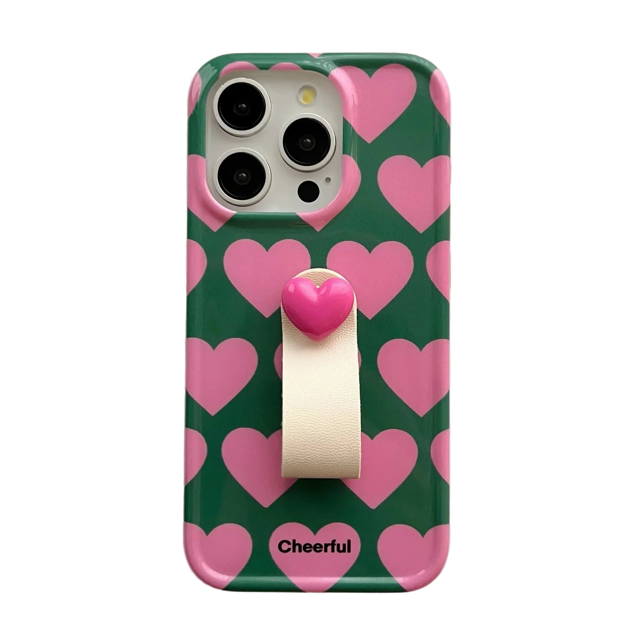 Chic Pink Hearts 3D Ring strap Case for iPhone