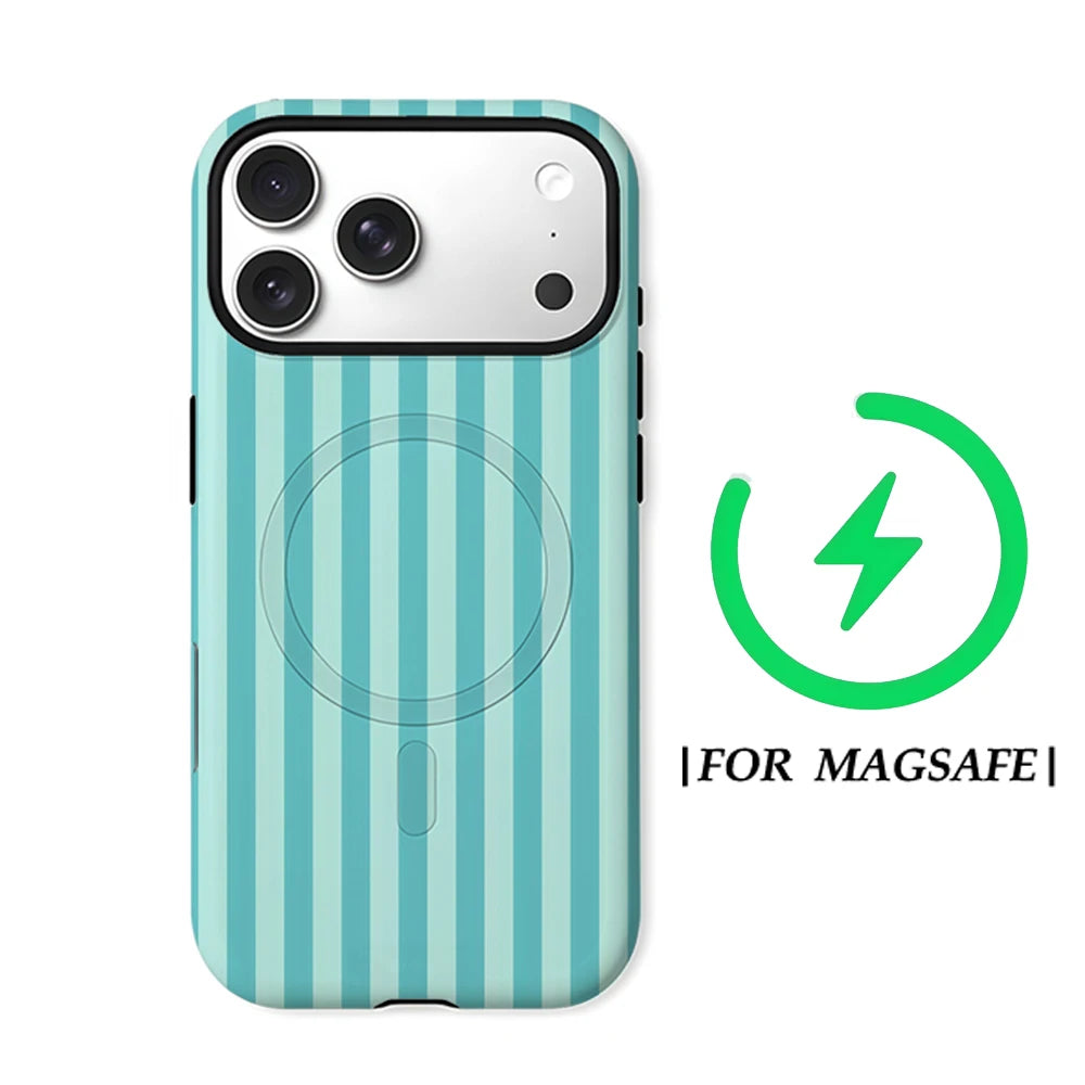 Mint Stripe Magnetic Phone Case for IPhone