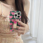 Chic Pink Hearts 3D Ring strap Case for iPhone