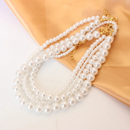 Trend 4-8mm White Pearl Chokers Necklace Clavicle Chain For Women Classic Elegant Wedding Neck Jewelry Love Pendant Gift