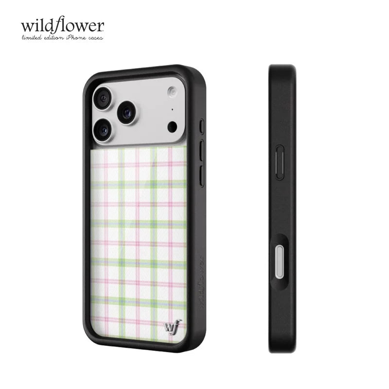 Ins Pink green grid Phone Case For iPhone