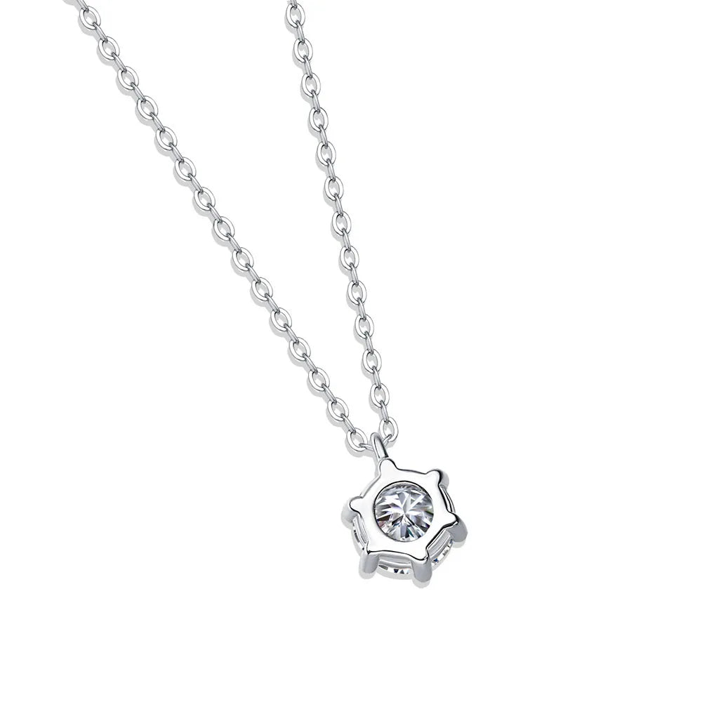 1ct D VVS1 Moissanite Pendant Necklace for Women Wedding Bridal 100% S925 Sterling Silver Necklace Plated 18K Anniversary Gift
