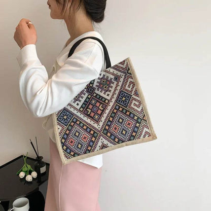 Women's Shoulder Bag Large Capacity Ethnic Style Handbag Retro Tote Bag - Imbasat