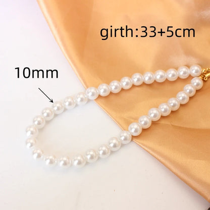 Trend 4-8mm White Pearl Chokers Necklace Clavicle Chain For Women Classic Elegant Wedding Neck Jewelry Love Pendant Gift