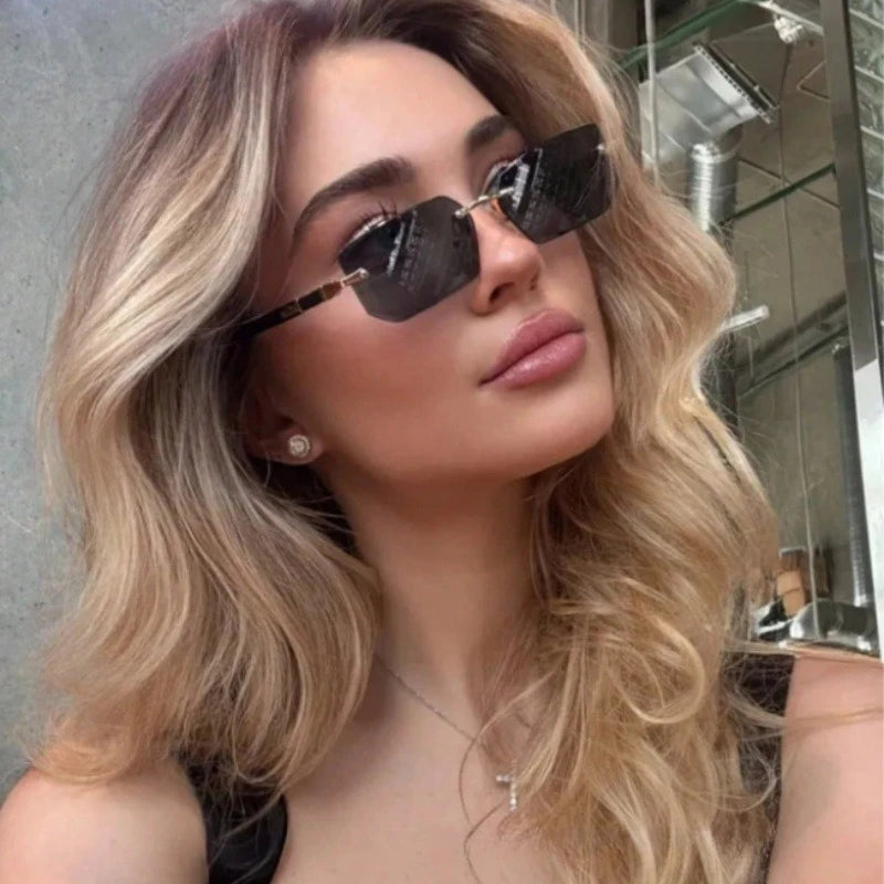 Rimless Sunglasses Rectangle Frame