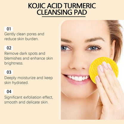 80Pcs Turmeric Kojic Acid Cleansing Pads Cleansing Exfoliating Pads Facial Sponges Refreshing Daily Facial Pore Cleansing Pad