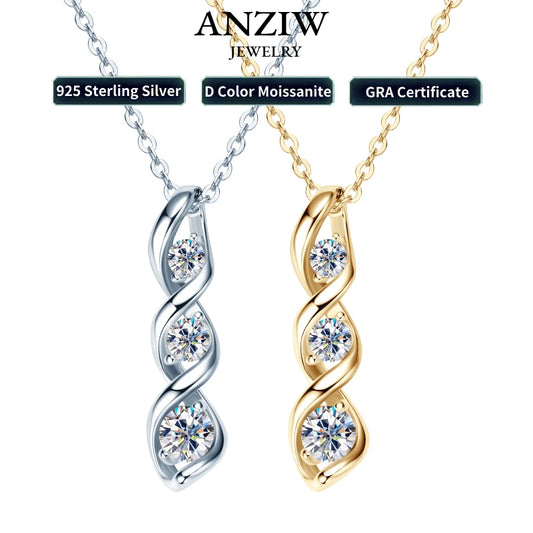 3 Stone Infinity Pendant Necklace for Women 925 Sterling Silver D0.70CT D Moissanite Necklace 2024 New Trend Jewelry Certificate