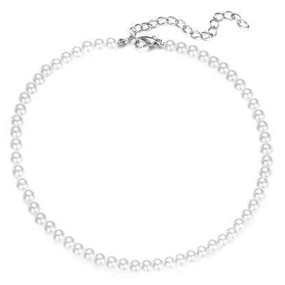 Trend 4-8mm White Pearl Chokers Necklace Clavicle Chain For Women Classic Elegant Wedding Neck Jewelry Love Pendant Gift