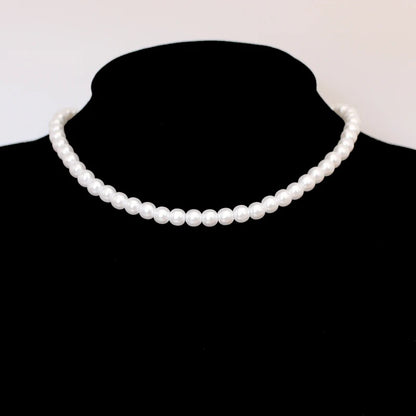 Trend 4-8mm White Pearl Chokers Necklace Clavicle Chain For Women Classic Elegant Wedding Neck Jewelry Love Pendant Gift