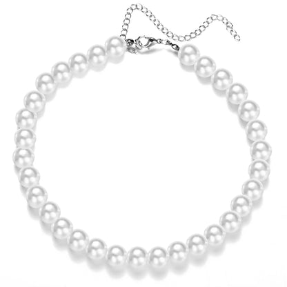 Trend 4-8mm White Pearl Chokers Necklace Clavicle Chain For Women Classic Elegant Wedding Neck Jewelry Love Pendant Gift