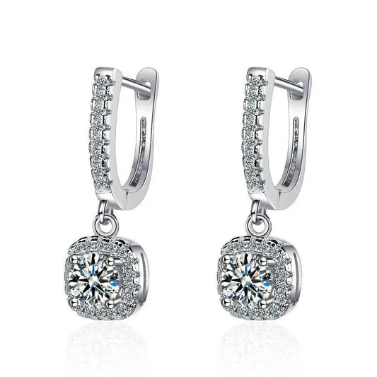2CT Moissanite Huggie Hoop Earring for Women Lab Created Diamond 925 Sterling Silver Dainty Hoop Dangle Earring Fine Jewelry - Imbasat