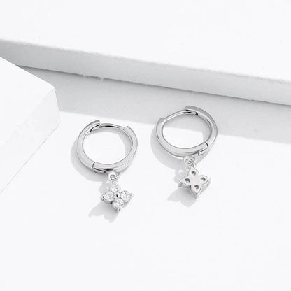 925 Sterling Silver Zircon Flower Pendant Drop Earrings For Women Simple Exquisite Student Girlfriend Fine Jewelry Gifts - Imbasat