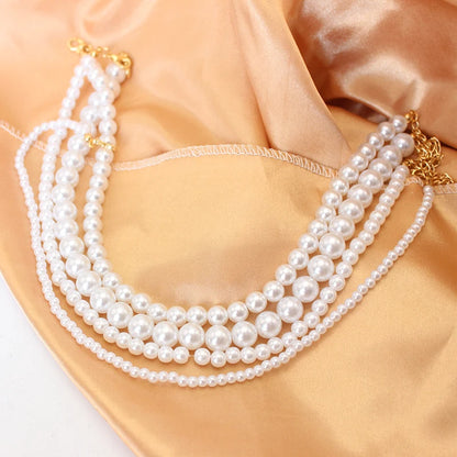 Trend 4-8mm White Pearl Chokers Necklace Clavicle Chain For Women Classic Elegant Wedding Neck Jewelry Love Pendant Gift