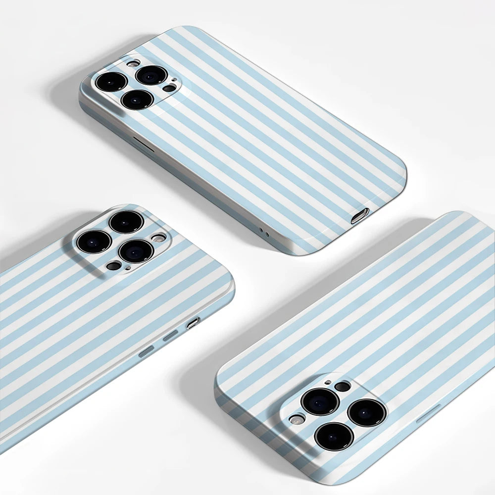 Light Blue White Vertical Stripes Phone Case for IPhone