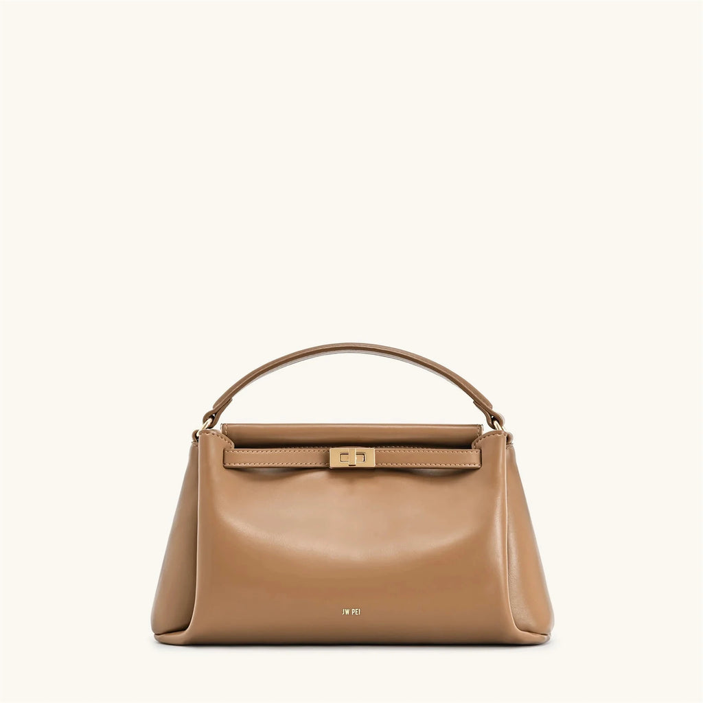 JW PEI Carmen Lock Handbag 2026 New Women's Crossbody Small Square Turnlock Closure Purse Minimalist Vegan Leather Shoulder Bag