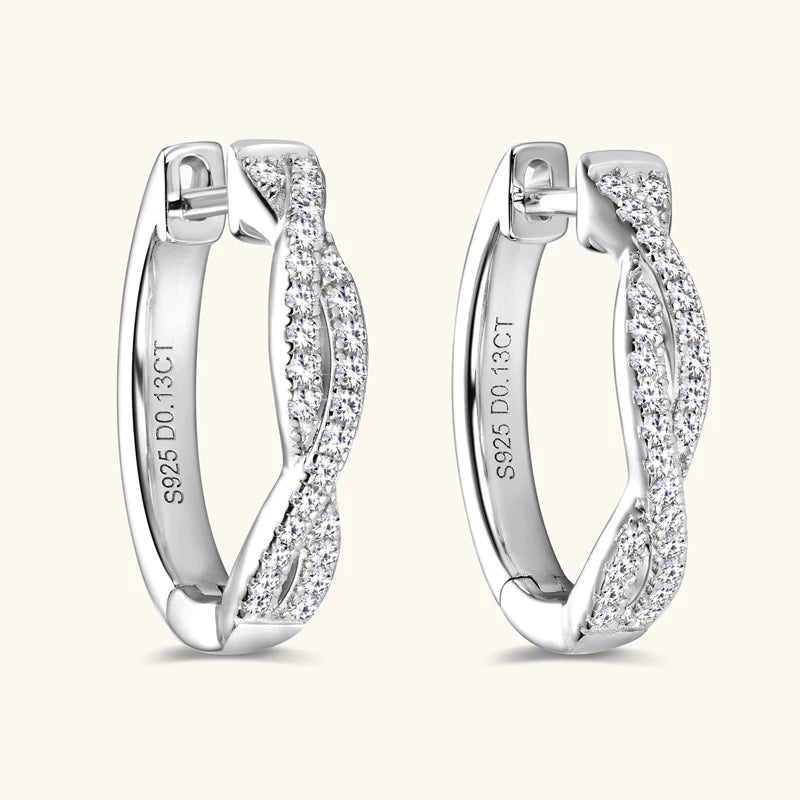 Anziw Infinity Eternity Earrings 925 Sterling Silver 1mm Moissanite Twisted Hoop Earrings for Women 2024 Jewelry New Trendy Gift