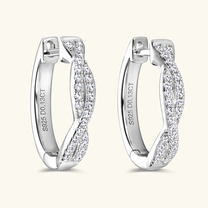 Anziw Infinity Eternity Earrings 925 Sterling Silver 1mm Moissanite Twisted Hoop Earrings for Women 2024 Jewelry New Trendy Gift