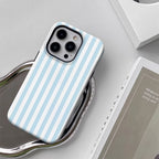 Light Blue White Vertical Stripes Phone Case for IPhone