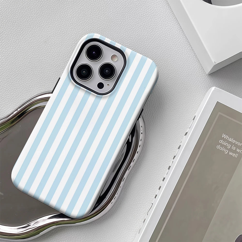 Light Blue White Vertical Stripes Phone Case for IPhone