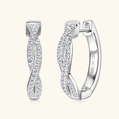 Anziw Infinity Eternity Earrings 925 Sterling Silver 1mm Moissanite Twisted Hoop Earrings for Women 2024 Jewelry New Trendy Gift