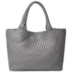 Woven Tote Bag Womens Purse Vegan Leather Shoulder Handbags - Fashion Summer Beach Tote Bags - Large Travel Totes