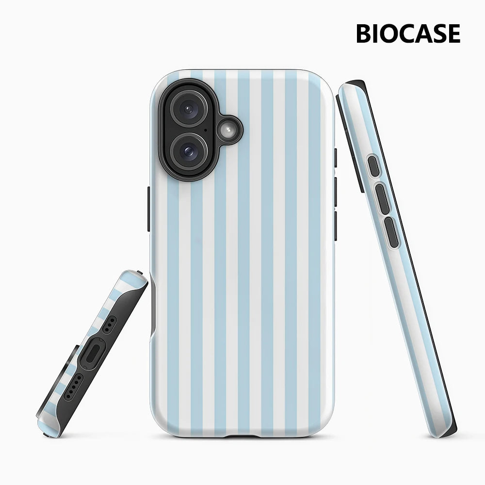 Light Blue White Vertical Stripes Phone Case for IPhone