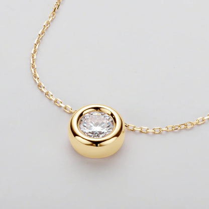 18K Yellow Rose Gold Plated 925 Silver 3CT 1-2CT 9mm Bezel Moissanite Pendant Necklace for Women Men Gift Birthday Anniversary