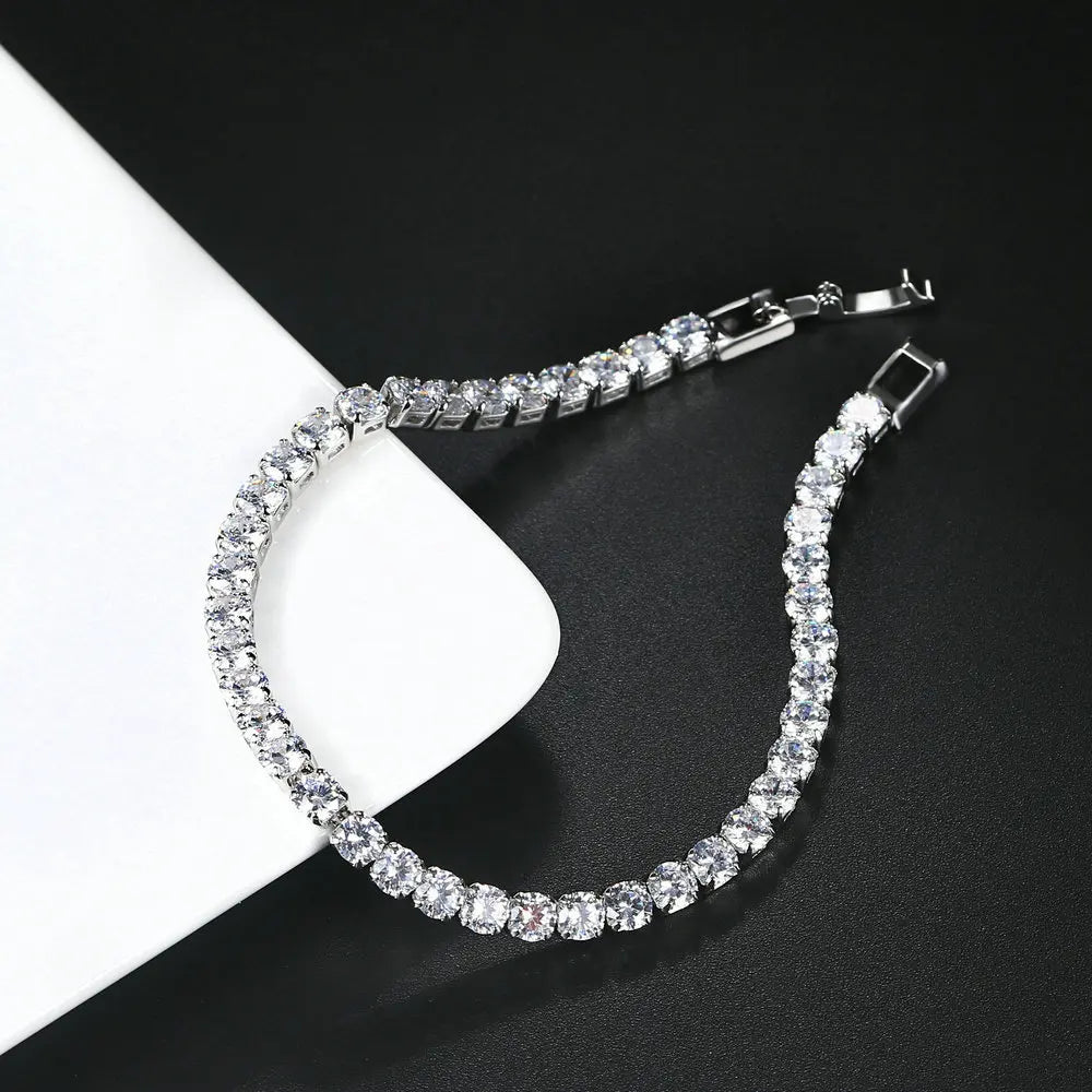 Anziw 3mm D Color VVS1 Moissanite Bracelet Original Certified 925 Silver Tennis Bracelets 18k Gold Plated for Women Man Jewelry