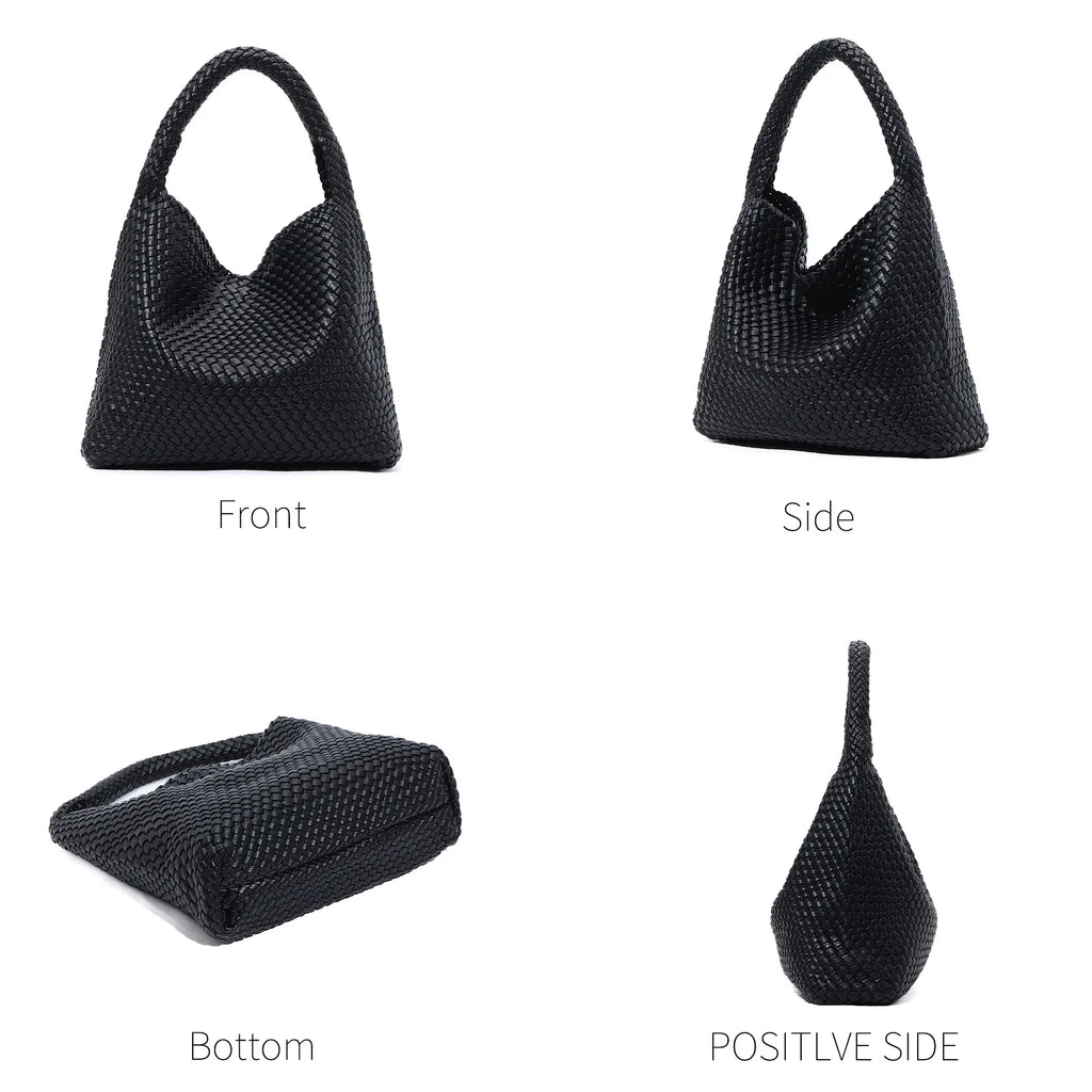 Large Woven Tote Bag for Women with Purse Fashion Shoulder Hobo Underarm Bags Woven Soft Vegan Leather Handbag
